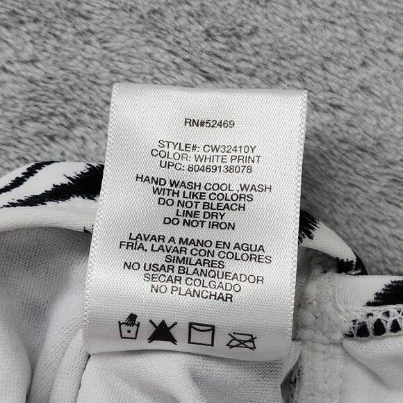 Catalina Tankini Size 1X (16W) Black White Animal Print Zebra Tie Back Halter - Picture 5 of 8